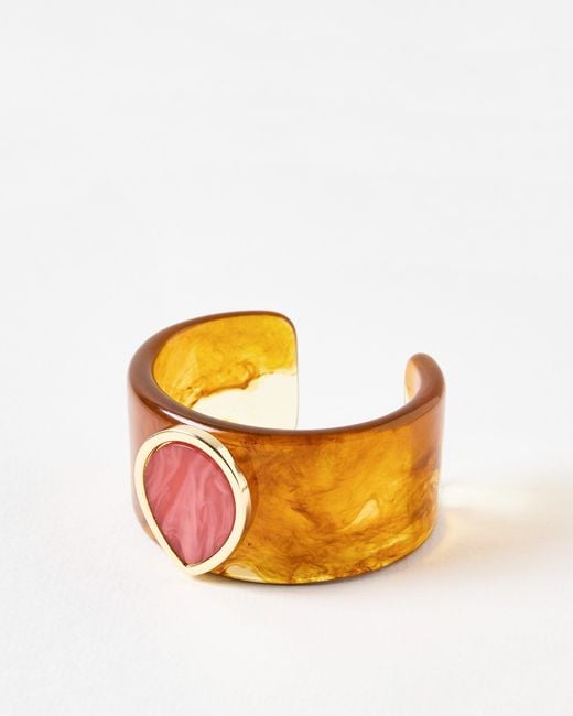 Oliver Bonas Orange Kenny Tort Resin Teardrop Inlay Cuff Bangle