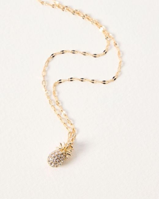 Oliver Bonas Natural Winnie Gold Pineapple Pendant Chain Necklace