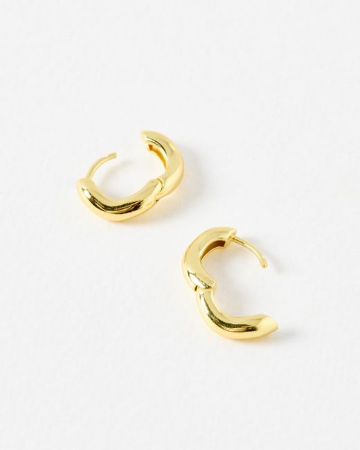 Oliver Bonas Metallic Ona Ripple Wave Huggie Earrings Small