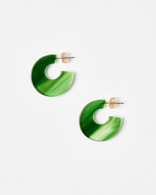Oliver Bonas Green Ruby Mini Resin Circular Hoop Earrings