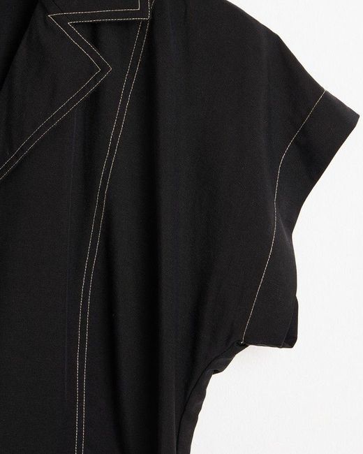 Oliver Bonas Black Contrast Stitch Utility Mini Dress