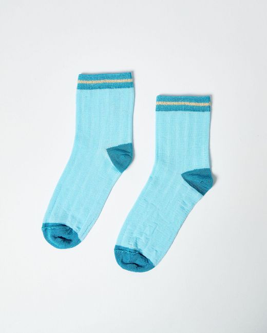 Oliver Bonas Blue Sporty Ankle Socks