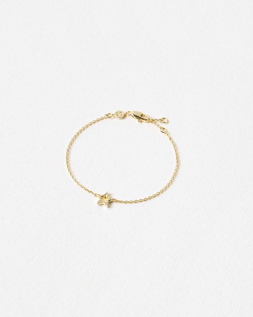 Oliver Bonas White Akira Cubic Zirconia Star Charm Chain Bracelet