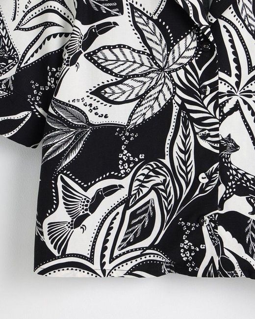 Oliver Bonas Green Monochrome Tropical Print Shirt