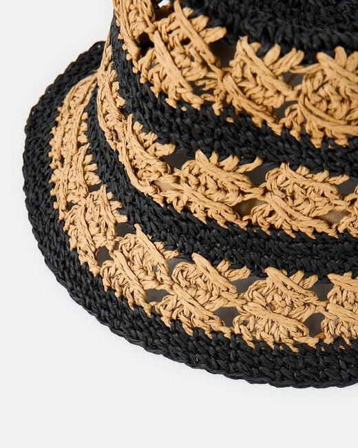Oliver Bonas Brown & Black Striped Crochet Bucket Hat