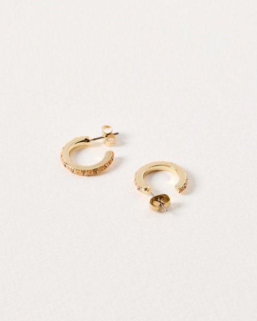 Oliver Bonas Natural Hellie Stone Hoop Earrings