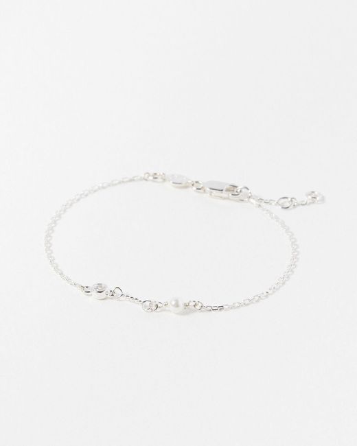 Oliver Bonas Natural Rosaline Freshwater Pearl Chain Bracelet