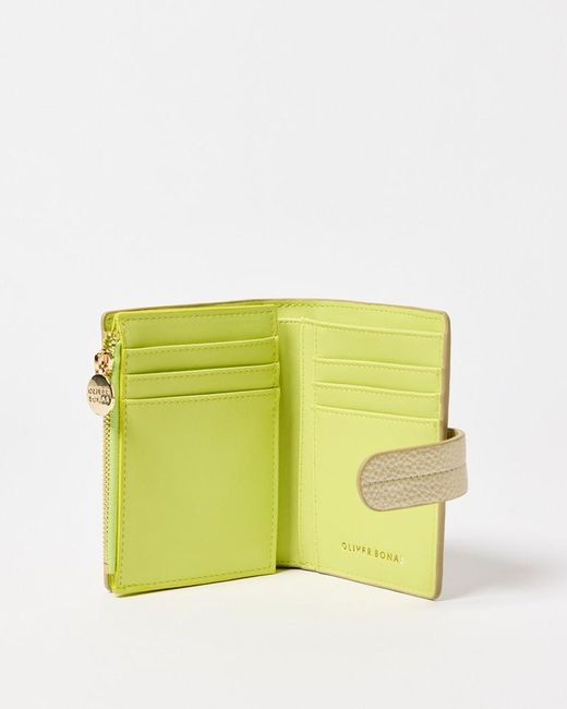 Oliver Bonas Abbie & Yellow Zipper Around Wallet in Natural Lyst