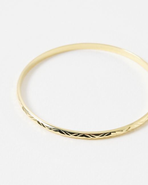 Oliver Bonas White Anita Engraved Textured Bangle