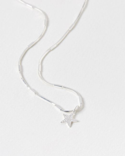 Oliver Bonas White Bell Bar Chain Star Charm Pendant Necklace