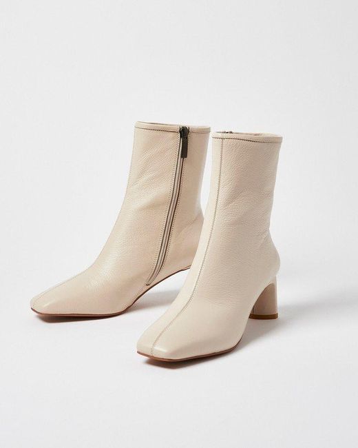 Oliver Bonas Shoe The Bear Arlo Square Toe Cream Leather Boots in White ...