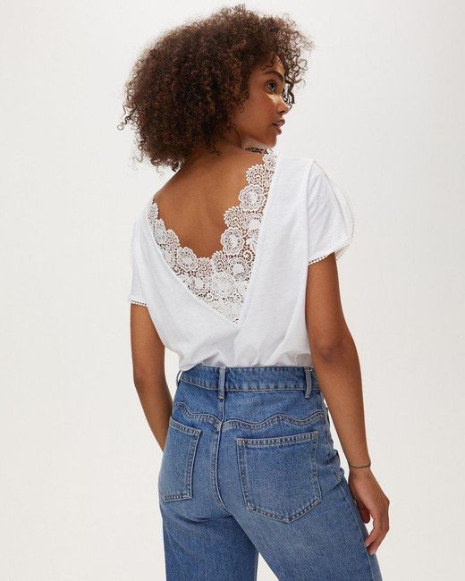 Oliver Bonas Broderie Cut Out Back Cotton Tshirt in White Lyst