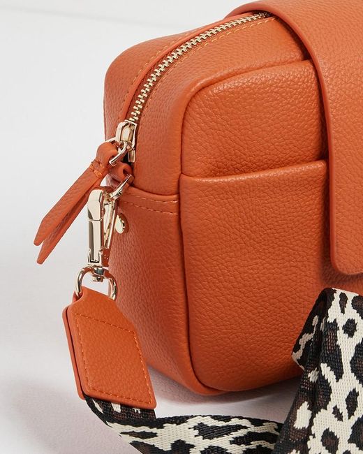 Oliver Bonas Emilia Leopard Print Strap Crossbody Camera Bag in Orange Lyst