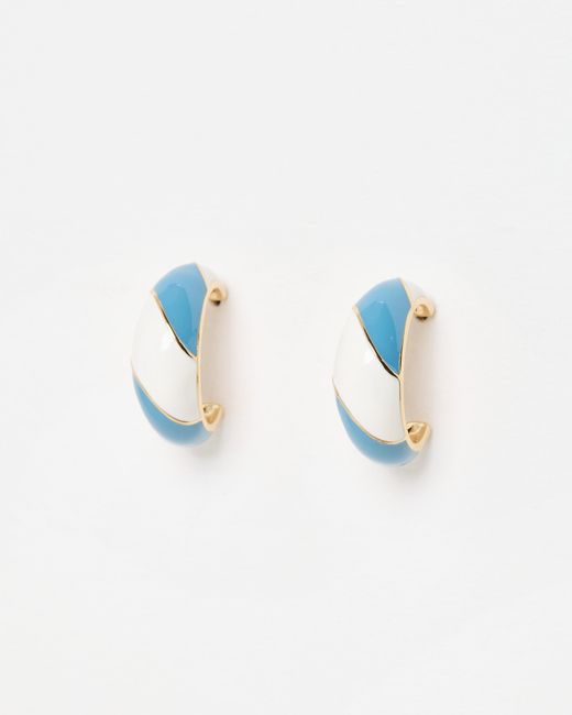 Oliver Bonas Blue Davina & White Striped Hoop Earrings