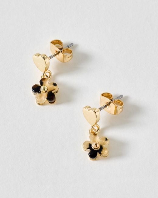 Oliver Bonas Metallic Lucinda Mini Tort Flower Drop Earrings