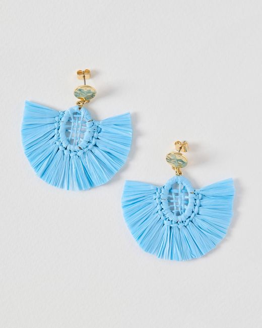 Oliver Bonas Blue Farley Woven Semi-circle Statement Earrings