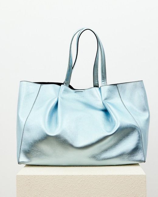 Oliver Bonas Blue Aria Slouch Metallic Tote Bag