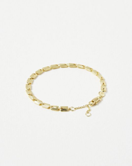 Oliver Bonas White Erica Textured Rectangular Chain Bracelet