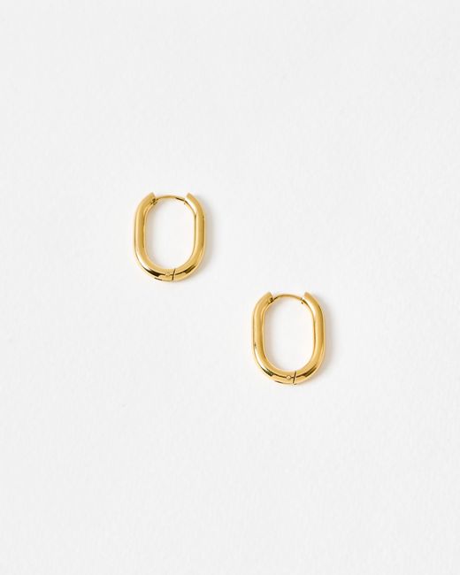 Oliver Bonas White Wren Tone Waterproof Oval Clicker Hoop Earrings