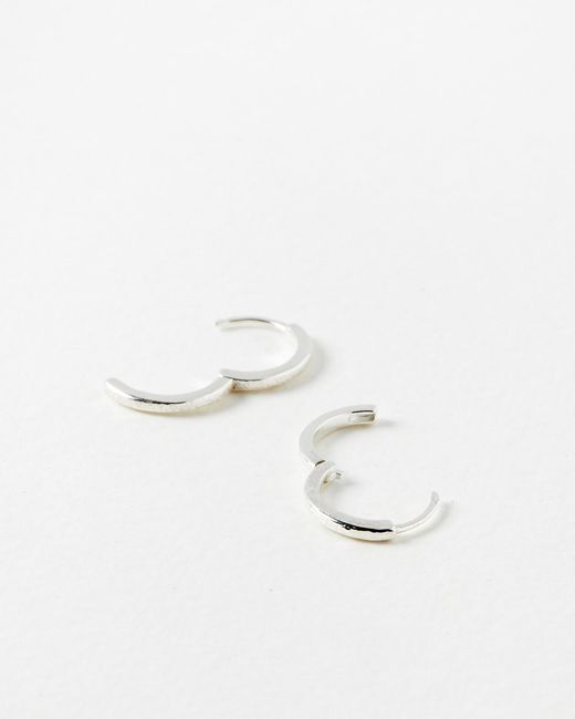 Oliver Bonas White Rivera Hammered Huggie Earrings