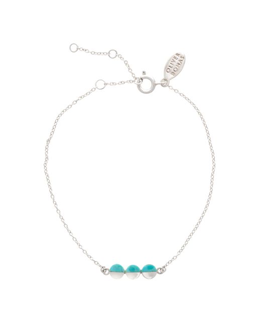 Oliver Bonas White Lyca Semi Circle Turquoise Chain Bracelet