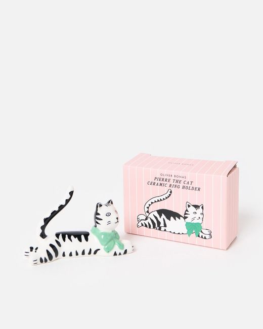 Oliver Bonas White Pierre The Cat Ring Holder