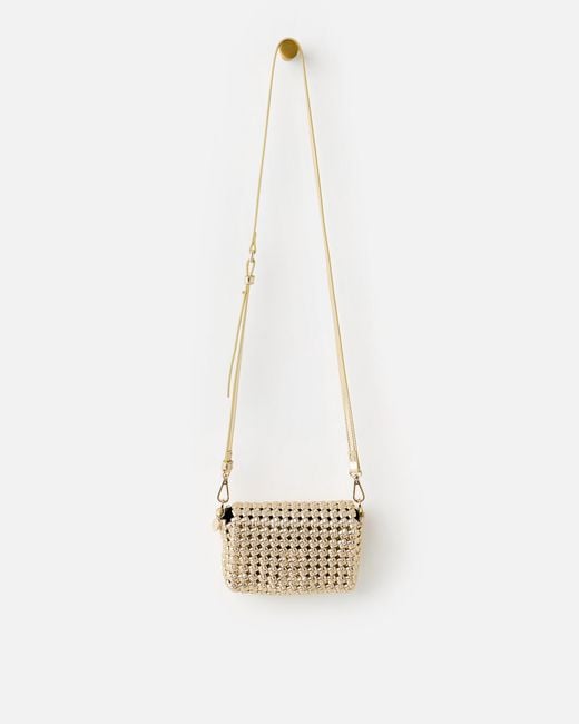 Oliver Bonas White Lizzie Metallic Braided Crossbody Bag
