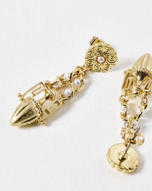 Oliver Bonas Metallic Sarine Faux Pearl Vase Drop Earrings
