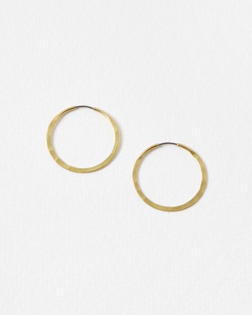 Oliver Bonas Metallic Kara Hammered Tone Brass Small Hoop Earrings