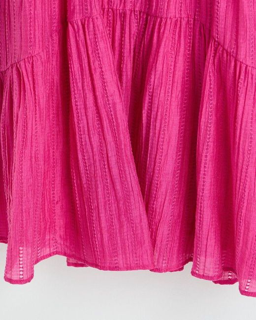 Oliver Bonas Pink Textured Tiered Mini Dress