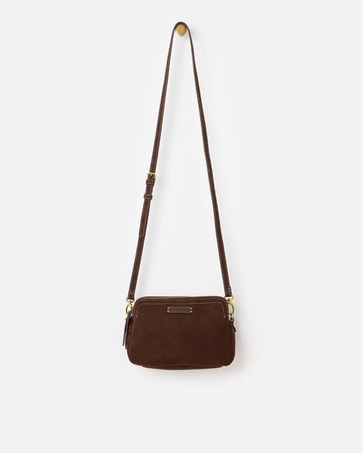 Oliver Bonas Brown Isla Chocolate Faux Suede Crossbody Bag