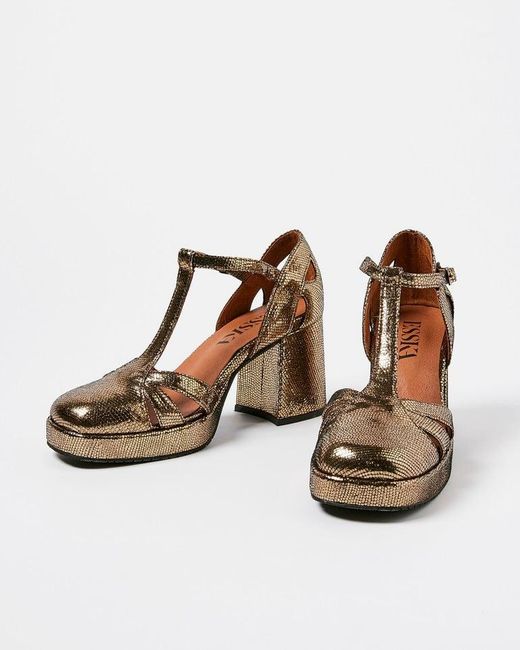 Oliver Bonas Esska Chaza Onyx Gold Heeled Sandals in Brown Lyst