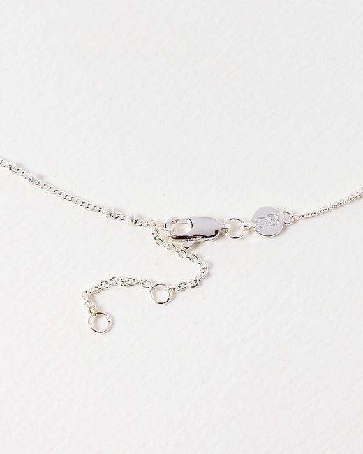 Oliver Bonas White Menyn Purple Opalite & Disc Silver Pendant Necklace