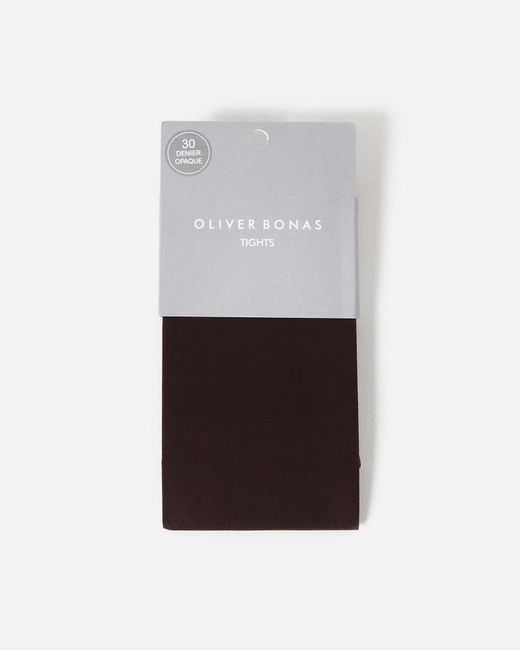 Oliver Bonas White 30 Denier Chocolate Sheer Tights, Size S/m