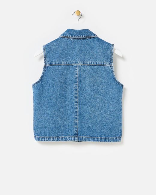 Oliver Bonas Blue Collared Denim Waistcoat, Size 6