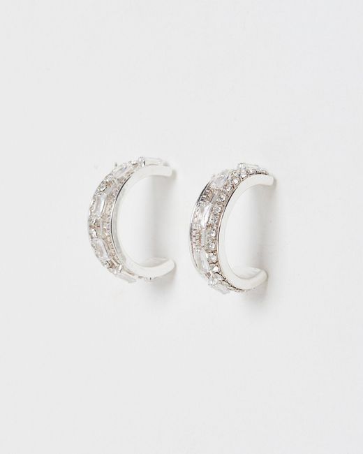 Oliver Bonas White Natala Glass Stone Hoop Earrings