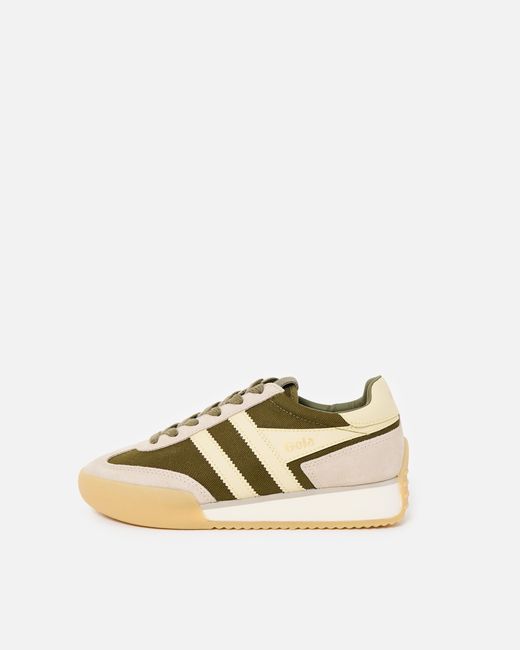 Gola Metallic Pacer Khaki & Buttermilk Trainers, Size Uk 4