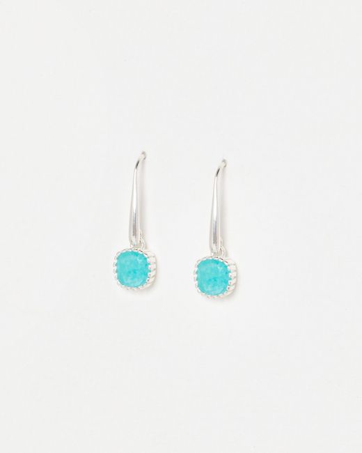 Oliver Bonas Blue Briar Amazonite Stone Inlay Sterling Drop Earrings