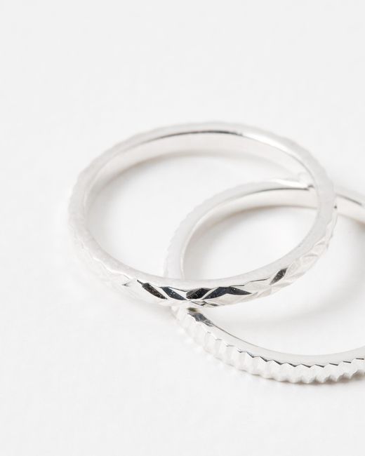 Oliver Bonas White Anita Ridged Texture Stacking Rings Set Of Two