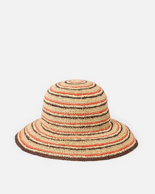 Oliver Bonas Natural & Red Striped Bucket Hat