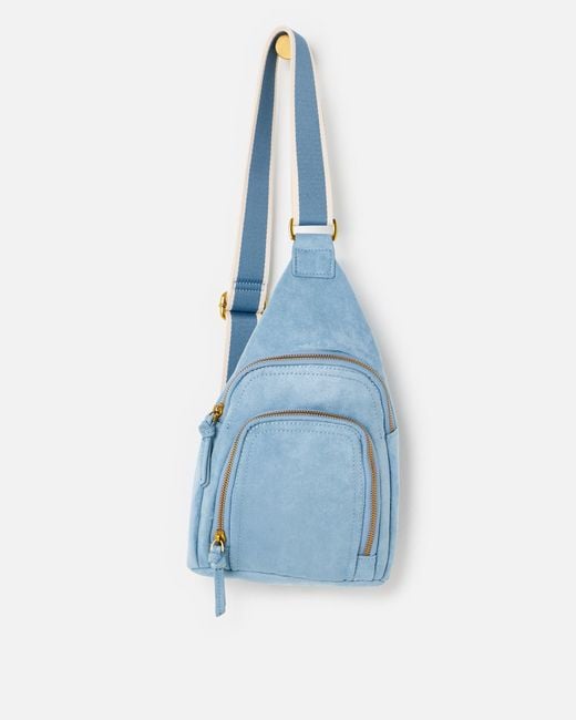 Oliver Bonas Blue Reece Faux Suede Belt Bag