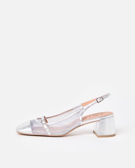 Bibi Lou White Mesh Leather Heeled Slingbacks, Size Uk 3