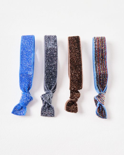 Oliver Bonas Blue Felicity Glitter Hair Bands Set Of Four