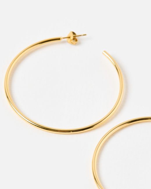 Oliver Bonas White Janis Shiny Tone Waterproof Large Hoop Earrings