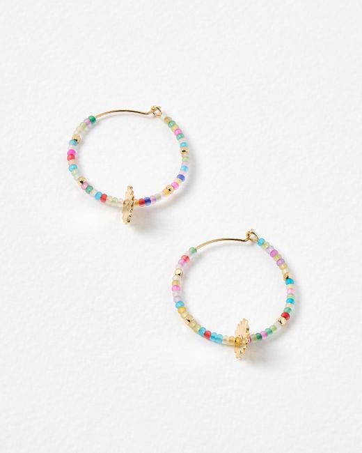 Oliver Bonas Metallic Brilla Sunshine Beaded Hoop Earrings
