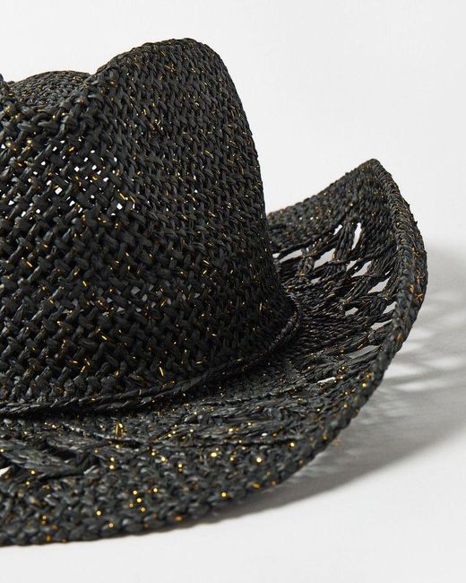Oliver Bonas Black Sparkle Straw Cowboy Hat
