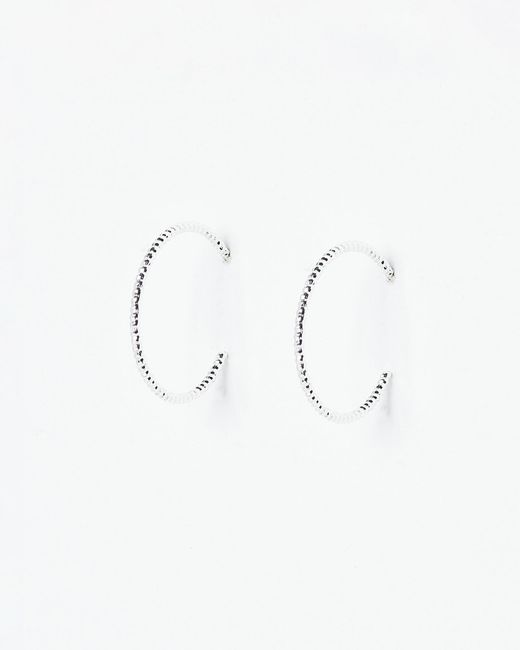 Oliver Bonas Multicolor Nia Silver Nugget Beaded Hoop Earrings Large