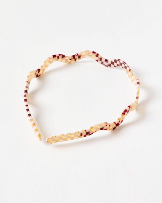 Oliver Bonas Natural Hettie Checked Resin Wavy Thin Headband