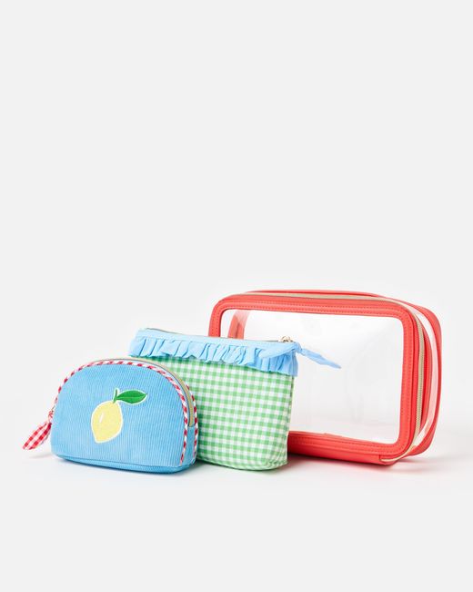 Oliver Bonas Green, Blue & Orange Wash Bags Set Of Three