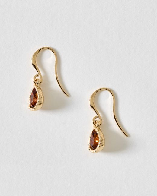 Oliver Bonas Metallic Intira Stone Teardrop Drop Earrings